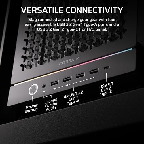 CORSAIR Frame 5000D RS Modular High Airflow Mid Tower PC Case   4X Pre Installed RS Fans  InfiniRail  Fan Mounting System  GPU Anti Sag  ASUS BTF  MSI Project Zero  Gigabyte Project Stealth   Black