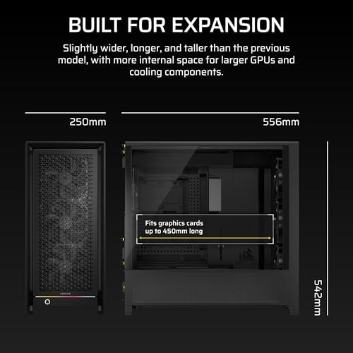 CORSAIR Frame 5000D RS Modular High Airflow Mid Tower PC Case   4X Pre Installed RS Fans  InfiniRail  Fan Mounting System  GPU Anti Sag  ASUS BTF  MSI Project Zero  Gigabyte Project Stealth   Black