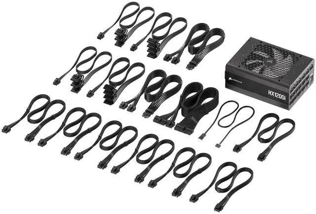 CORSAIR HX1200i  2025  Fully Modular Ultra Low Noise ATX Power Supply with 12V 2x6 Cable   ATX 3 1 & PCIe 5 1 Compliant  Cybenetics Platinum Efficiency  Fluid Dynamic Bearing Fan   Black