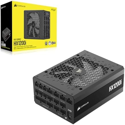 CORSAIR HX1200i  2025  Fully Modular Ultra Low Noise ATX Power Supply with 12V 2x6 Cable   ATX 3 1 & PCIe 5 1 Compliant  Cybenetics Platinum Efficiency  Fluid Dynamic Bearing Fan   Black