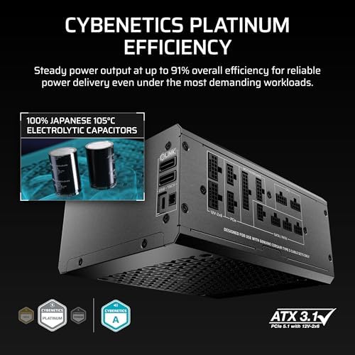 CORSAIR HX1500i Shift - Fuente de alimentación ATX totalmente modular, concentrador de sistema iCUE Link integrado, cable nativo dual de 12V-2x6, ATX 3.1 y PCIe 5.1, conectores montados laterales