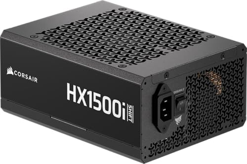 CORSAIR HX1500i Shift Fully Modular ATX Power Supply   Built in iCUE Link System Hub  Dual Native 12V 2x6 Cable  ATX 3 1 & PCIe 5 1  Side Mounted Connectors  Cybenetics Platinum   Black