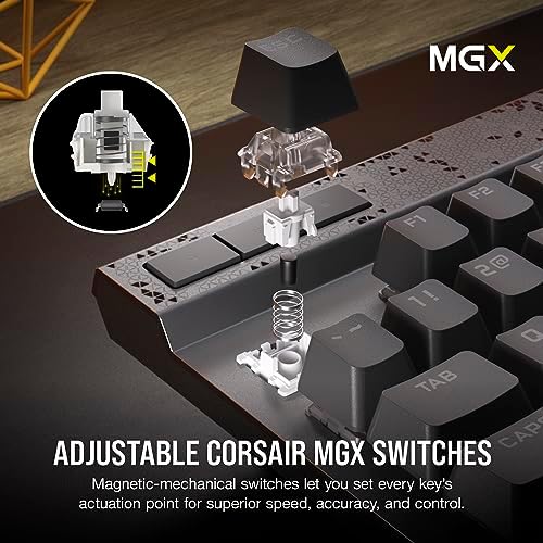 CORSAIR K70 MAX RGB Magnetic Mechanical Wired Gaming Keyboard   MGX Adjustable Switches  Simultaneous SOCD and Rapid Trigger  PBT Double Shot Keycaps  Sound Dampening  8000Hz Polling  QWERTY NA  Black