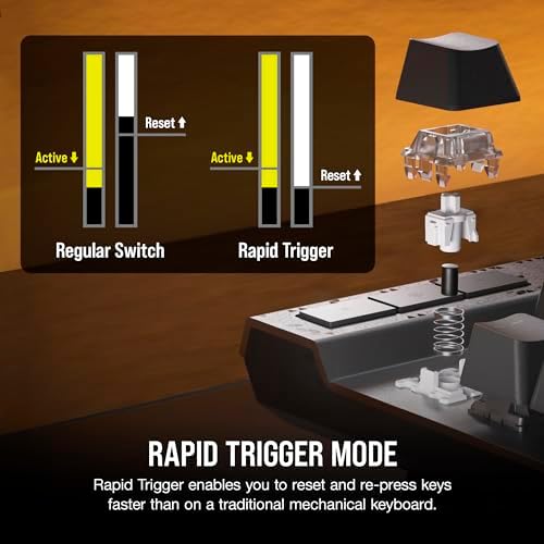 CORSAIR K70 MAX RGB Magnetic Mechanical Wired Gaming Keyboard   MGX Adjustable Switches  Simultaneous SOCD and Rapid Trigger  PBT Double Shot Keycaps  Sound Dampening  8000Hz Polling  QWERTY NA  Black