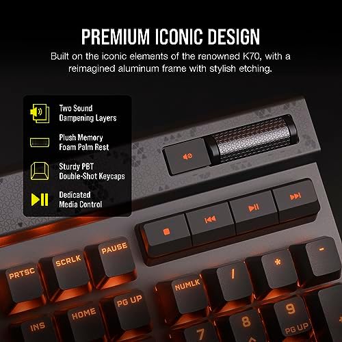 CORSAIR K70 MAX RGB Magnetic Mechanical Wired Gaming Keyboard   MGX Adjustable Switches  Simultaneous SOCD and Rapid Trigger  PBT Double Shot Keycaps  Sound Dampening  8000Hz Polling  QWERTY NA  Black