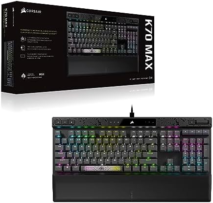 CORSAIR K70 MAX RGB Magnetic Mechanical Wired Gaming Keyboard   MGX Adjustable Switches  Simultaneous SOCD and Rapid Trigger  PBT Double Shot Keycaps  Sound Dampening  8000Hz Polling  QWERTY NA  Black