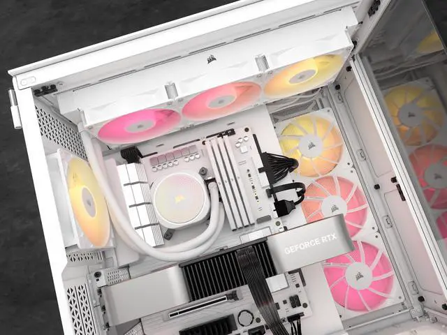 CORSAIR NAUTILUS 360 RS ARGB Liquid CPU Cooler   White   RS120 ARGB Fans   Fits Intel   LGA 1851  AMD  AM5/AM4   Simple Daisy Chain Connections   Direct Motherboard  Connection