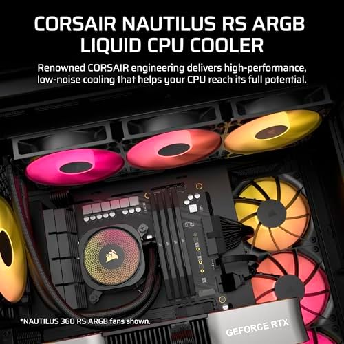 CORSAIR Nautilus 240 RS ARGB Liquid CPU Cooler   240mm AIO   Low Noise   Direct Motherboard Connection   Daisy Chain   Intel LGA 1851/1700  AMD AM5/AM4   2X RS120 ARGB Fans Included   Black