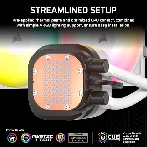 CORSAIR Nautilus 240 RS ARGB Liquid CPU Cooler   240mm AIO   Low Noise   Direct Motherboard Connection   Daisy Chain   Intel LGA 1851/1700  AMD AM5/AM4   2X RS120 ARGB Fans Included   Black