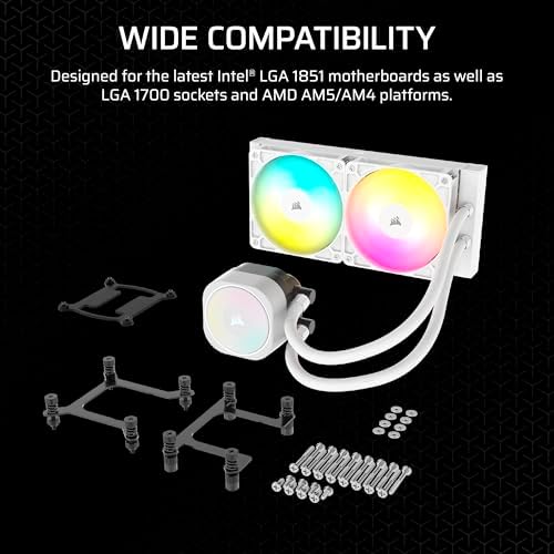 CORSAIR Nautilus 240 RS ARGB Liquid CPU Cooler   240mm AIO   Low Noise   Direct Motherboard Connection   Daisy Chain   Intel LGA 1851/1700  AMD AM5/AM4   2X RS120 ARGB Fans Included   Black