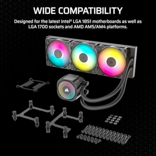 CORSAIR Nautilus 240 RS ARGB Liquid CPU Cooler   240mm AIO   Low Noise   Direct Motherboard Connection   Daisy Chain   Intel LGA 1851/1700  AMD AM5/AM4   2X RS120 ARGB Fans Included   Black
