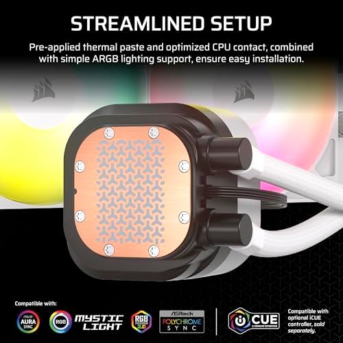 CORSAIR Nautilus 240 RS ARGB Liquid CPU Cooler   240mm AIO   Low Noise   Direct Motherboard Connection   Daisy Chain   Intel LGA 1851/1700  AMD AM5/AM4   2X RS120 ARGB Fans Included   Black