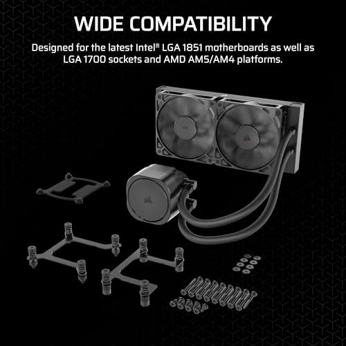CORSAIR Nautilus 240 RS ARGB Liquid CPU Cooler   240mm AIO   Low Noise   Direct Motherboard Connection   Daisy Chain   Intel LGA 1851/1700  AMD AM5/AM4   2X RS120 ARGB Fans Included   Black