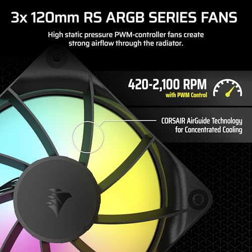CORSAIR Nautilus 360 RS ARGB Liquid CPU Cooler   360mm AIO   Low Noise   Direct Motherboard Connection   Daisy Chain   Intel LGA 1851/1700  AMD AM5/AM4   3X RS120 ARGB Fans Included   Black
