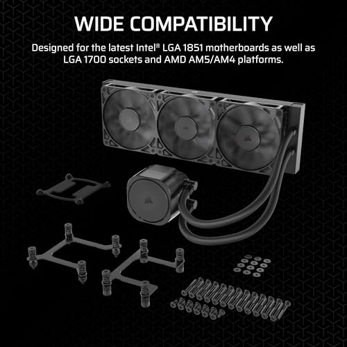CORSAIR Nautilus 360 RS Liquid CPU Cooler   360mm AIO   Low Noise   Direct Motherboard Connection   Daisy Chain   Intel LGA 1851/1700  AMD AM5/AM4   3X RS120 Fans Included   Black