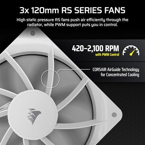 CORSAIR Nautilus 360 RS LCD Liquid CPU Cooler   2 1 IPS LCD Screen  360mm AIO  Low Noise  Daisy Chain  Intel LGA 1851/1700  AMD AM5/AM4   3X RS120 Fans Included   White