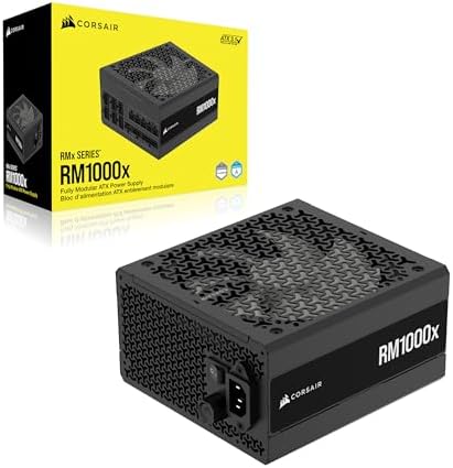 CORSAIR RM1000x ATX 3 1 PCIe 5 1 Ready Fully Modular 1000W Power Supply   Low Noise  Cybenetics Gold Efficiency  Native 12V 2x6 Connector   Black