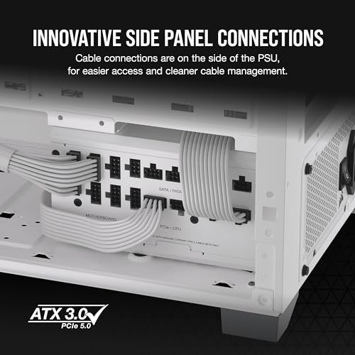 CORSAIR RM1200x Shift Fully Modular ATX Power Supply   80 Plus Gold   ATX 3 0   PCIe 5 0   Zero RPM   Modular Side Interface   White