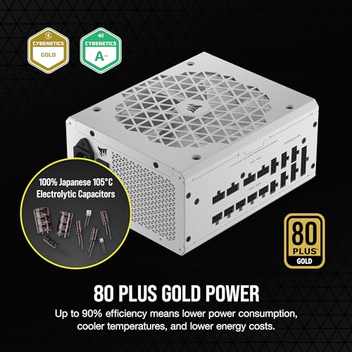 CORSAIR RM1200x Shift Fully Modular ATX Power Supply   80 Plus Gold   ATX 3 0   PCIe 5 0   Zero RPM   Modular Side Interface   White