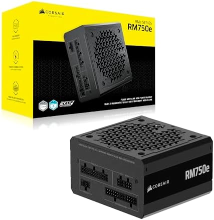 CORSAIR RM750e ATX 3 1 PCIe 5 1 Ready Fully Modular 750W Power Supply   12V 2x6 Cable Included  Cybenetics Gold Efficiency  105 C Rated Capacitors  Modern Standby Mode   Black