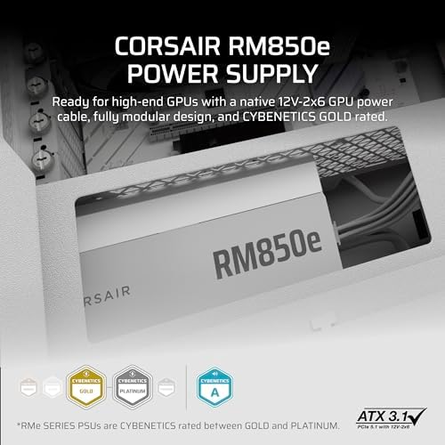 CORSAIR RM750e  2025  Fully Modular Low Noise ATX Power Supply with 12V 2x6 Cable   ATX 3 1 & PCIe 5 1 Compliant  Cybenetics Gold Efficiency  105 C Rated Capacitors  Modern Standby Mode   Black