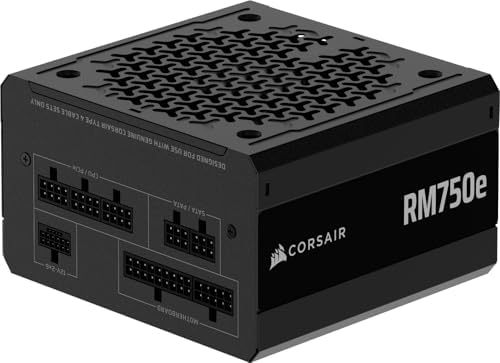 CORSAIR RM750e  2025  Fully Modular Low Noise ATX Power Supply with 12V 2x6 Cable   ATX 3 1 & PCIe 5 1 Compliant  Cybenetics Gold Efficiency  105 C Rated Capacitors  Modern Standby Mode   Black