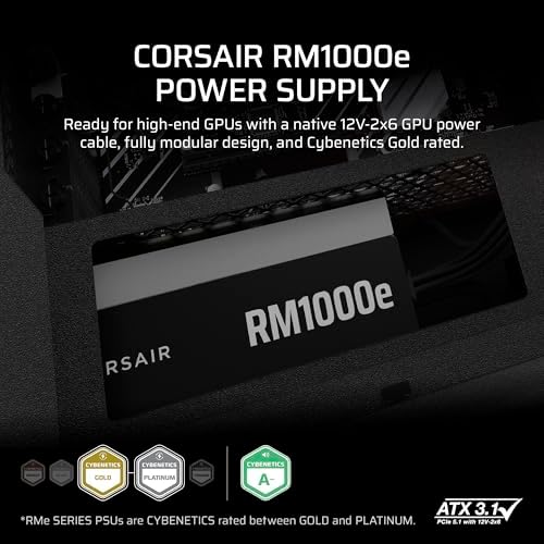 CORSAIR RM850e ATX 3 1 PCIe 5 1 Ready Fully Modular 850W Power Supply   12V 2x6 Cable Included  Cybenetics Gold Efficiency  105 C Rated Capacitors  Modern Standby Mode   Black