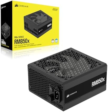 CORSAIR RM850x ATX 3 1 PCIe 5 1 Ready Fully Modular 850W Power Supply   Low Noise  Cybenetics Gold Efficiency  Native 12V 2x6 Connector   Black
