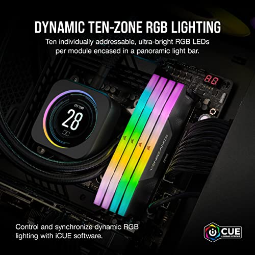 CORSAIR VENGEANCE RGB DDR5 RAM 32GB 2x16GB 6000MHz CL30 36 36 76 1 40V AMD EXPO Intel XMP Desktop Computer Memory Gray CMH32GX5M2B6000Z30K