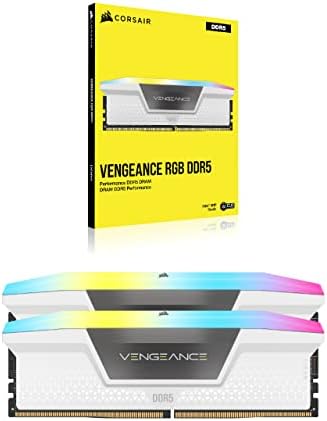CORSAIR VENGEANCE RGB DDR5 RAM 32GB  2x16GB  6000MHz CL36 36 36 76 1 35V Intel XMP Desktop Computer Memory   White  CMH32GX5M2D6000C36W 