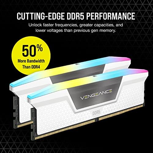 CORSAIR VENGEANCE RGB DDR5 RAM 32GB  2x16GB  6000MHz CL36 44 44 96 1 35V Intel XMP 3 0 Desktop Computer Memory   White  CMH32GX5M2E6000C36W 