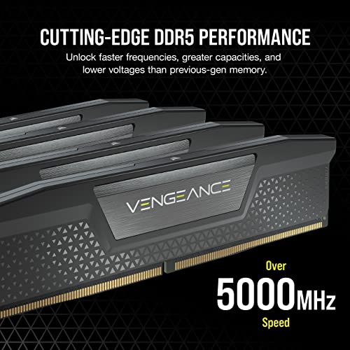 CORSAIR Vengeance DDR5 RAM 32GB  2x16GB  6000MHz CL30 36 36 76 1 40V Intel XMP Desktop Computer Memory   Black  CMK32GX5M2B6000C30