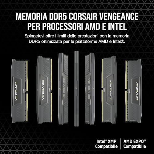 CORSAIR Vengeance DDR5 RAM 96GB  2x48GB  6000MHz CL36 44 44 96 1 4V AMD Expo Intel XMP 3 0 Desktop Computer Memory   Gray  CMK96GX5M2E6000Z36 