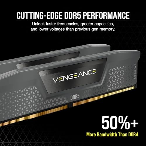 CORSAIR Vengeance DDR5 RAM 32GB  2x16GB  Up to 6000MHz CL30 36 36 76 1 40V AMD EXPO Intel XMP 3 0 Computer Memory   Grey  CMK32GX5M2B6000Z30 