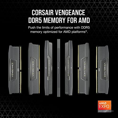 CORSAIR Vengeance DDR5 RAM 32GB  2x16GB  Up to 6000MHz CL36 44 44 96 1 35V AMD EXPO Intel XMP 3 0 Computer Memory   Grey  CMK32GX5M2E6000Z36 