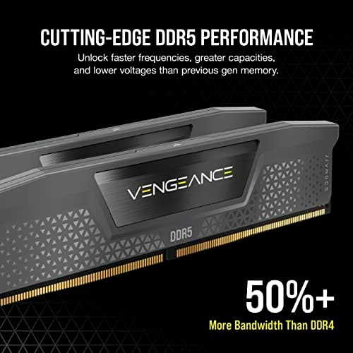 CORSAIR Vengeance DDR5 RAM 32GB  2x16GB  Up to 6000MHz CL36 44 44 96 1 35V AMD EXPO Intel XMP 3 0 Computer Memory   Grey  CMK32GX5M2E6000Z36 