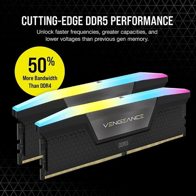CORSAIR Vengeance RGB 32GB  2 x 16GB  288 Pin PC RAM DDR5 6000  PC5 48000  Desktop Memory Model CMH32GX5M2E6000C36