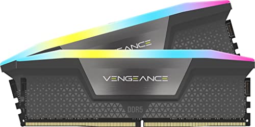 CORSAIR Vengeance RGB DDR5 RAM 96GB  2x48GB  6000MHz CL36 44 44 96 1 4V AMD Expo Intel XMP 3 0 Desktop Computer Memory   Gray  CMH96GX5M2E6000Z36