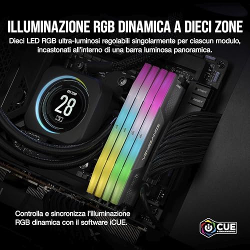 CORSAIR Vengeance RGB DDR5 RAM 96GB  2x48GB  6000MHz CL36 44 44 96 1 4V AMD Expo Intel XMP 3 0 Desktop Computer Memory   Gray  CMH96GX5M2E6000Z36
