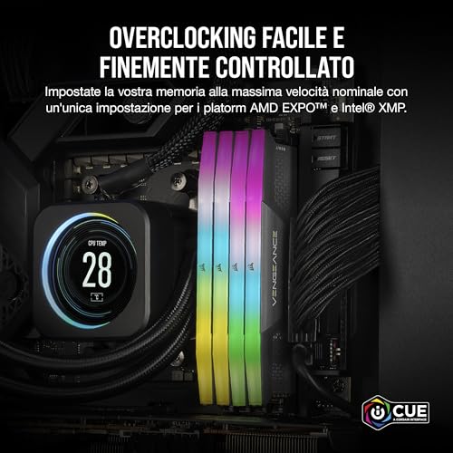CORSAIR Vengeance RGB DDR5 RAM 96GB  2x48GB  6000MHz CL36 44 44 96 1 4V AMD Expo Intel XMP 3 0 Desktop Computer Memory   Gray  CMH96GX5M2E6000Z36