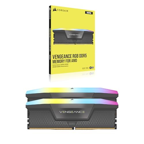 CORSAIR Vengeance RGB DDR5 RAM 96GB  2x48GB  6000MHz CL36 44 44 96 1 4V AMD Expo Intel XMP 3 0 Desktop Computer Memory   Gray  CMH96GX5M2E6000Z36