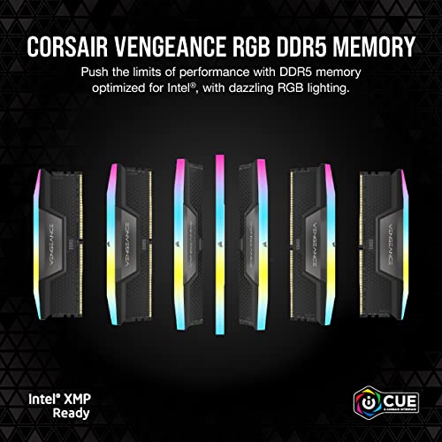 CORSAIR Vengeance RGB DDR5 RAM 64GB  2x32GB  6400MHz CL42 52 52 104 1 35V Intel XMP 3 0 Desktop Computer Memory   Black  CMH64GX5M2B6400C42 