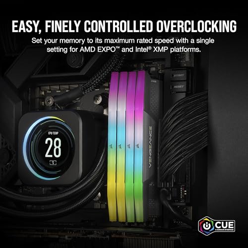 CORSAIR Vengeance RGB DDR5 RAM 32GB  2x16GB  6400MHz CL36 48 48 104 1 35V AMD Expo Intel XMP 3 0 Desktop Computer Memory   Gray  CMH32GX5M2B6400Z36