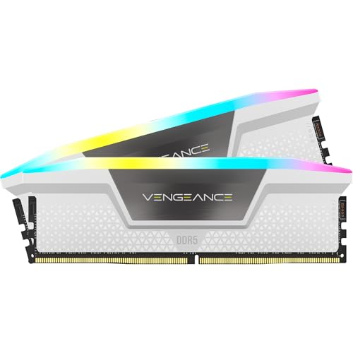 CORSAIR Vengeance RGB DDR5 RAM 64GB  2x32GB  6000MHz CL30 Intel XMP iCUE Compatible Computer Memory   White  CMH64GX5M2B6000C30W