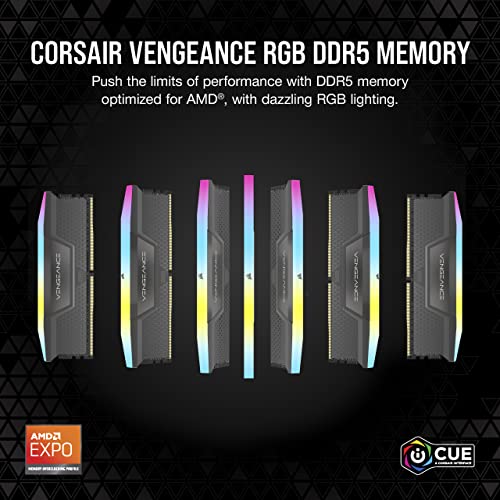 CORSAIR Vengeance RGB DDR5 32GB  2x16GB  DDR5 6000MHz CL36 AMD Expo Intel XMP iCUE Compatible Computer Memory   Gray  CMH32GX5M2E6000Z36 
