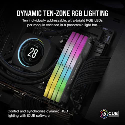 CORSAIR Vengeance RGB DDR5 32GB  2x16GB  DDR5 6000MHz CL36 AMD Expo Intel XMP iCUE Compatible Computer Memory   Gray  CMH32GX5M2E6000Z36 