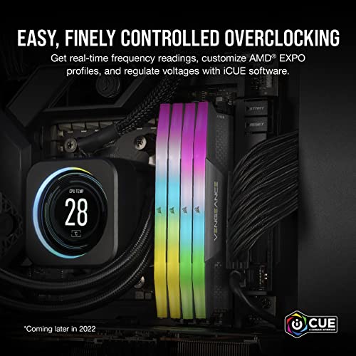 CORSAIR Vengeance RGB DDR5 32GB  2x16GB  DDR5 6000MHz CL36 AMD Expo Intel XMP iCUE Compatible Computer Memory   Gray  CMH32GX5M2E6000Z36 