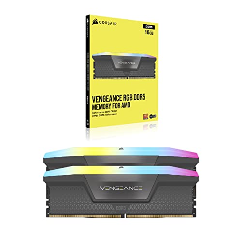 CORSAIR Vengeance RGB DDR5 32GB  2x16GB  DDR5 6000MHz CL36 AMD Expo Intel XMP iCUE Compatible Computer Memory   Gray  CMH32GX5M2E6000Z36 
