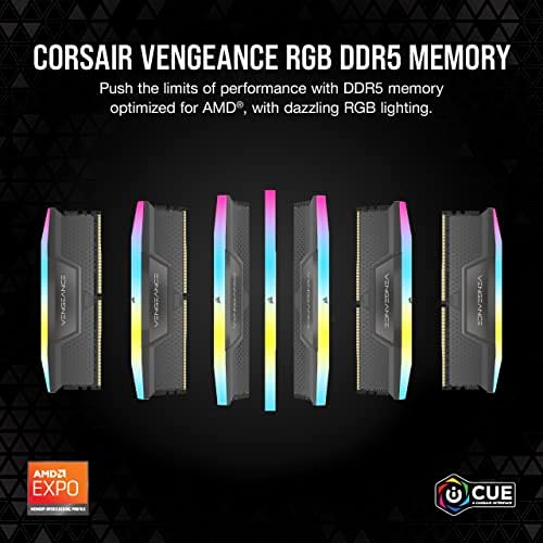 CORSAIR Vengeance RGB DDR5 32GB  2x16GB  DDR5 6000MHz CL36 AMD Expo Intel XMP iCUE Compatible Computer Memory   Gray  CMH32GX5M2E6000Z36