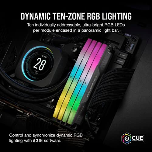 CORSAIR Vengeance RGB DDR5 32GB  2x16GB  DDR5 6000MHz CL36 AMD Expo Intel XMP iCUE Compatible Computer Memory   Gray  CMH32GX5M2E6000Z36